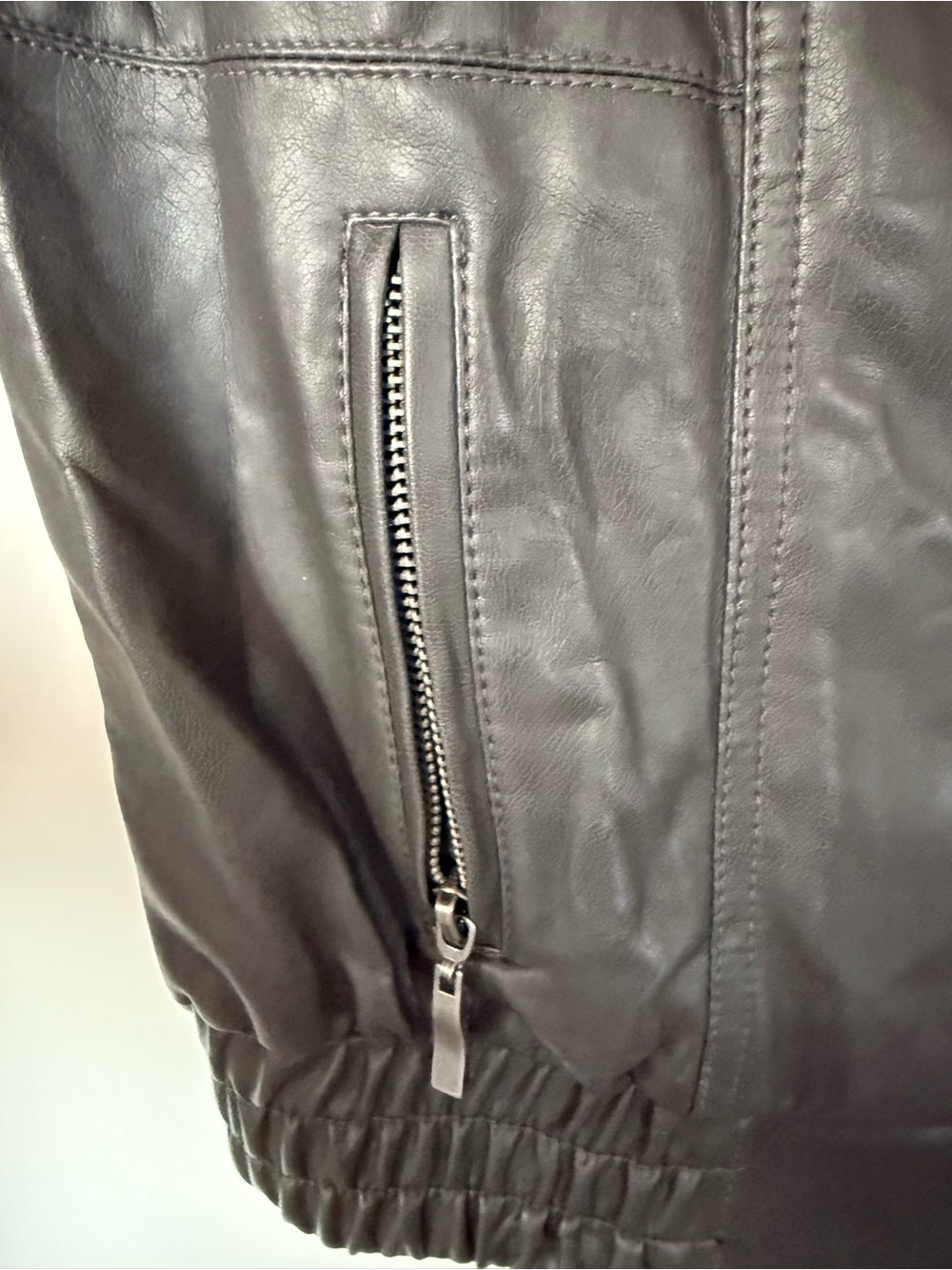 Slate gray Faux Leather Jacket - Women - Picture 6 of 14